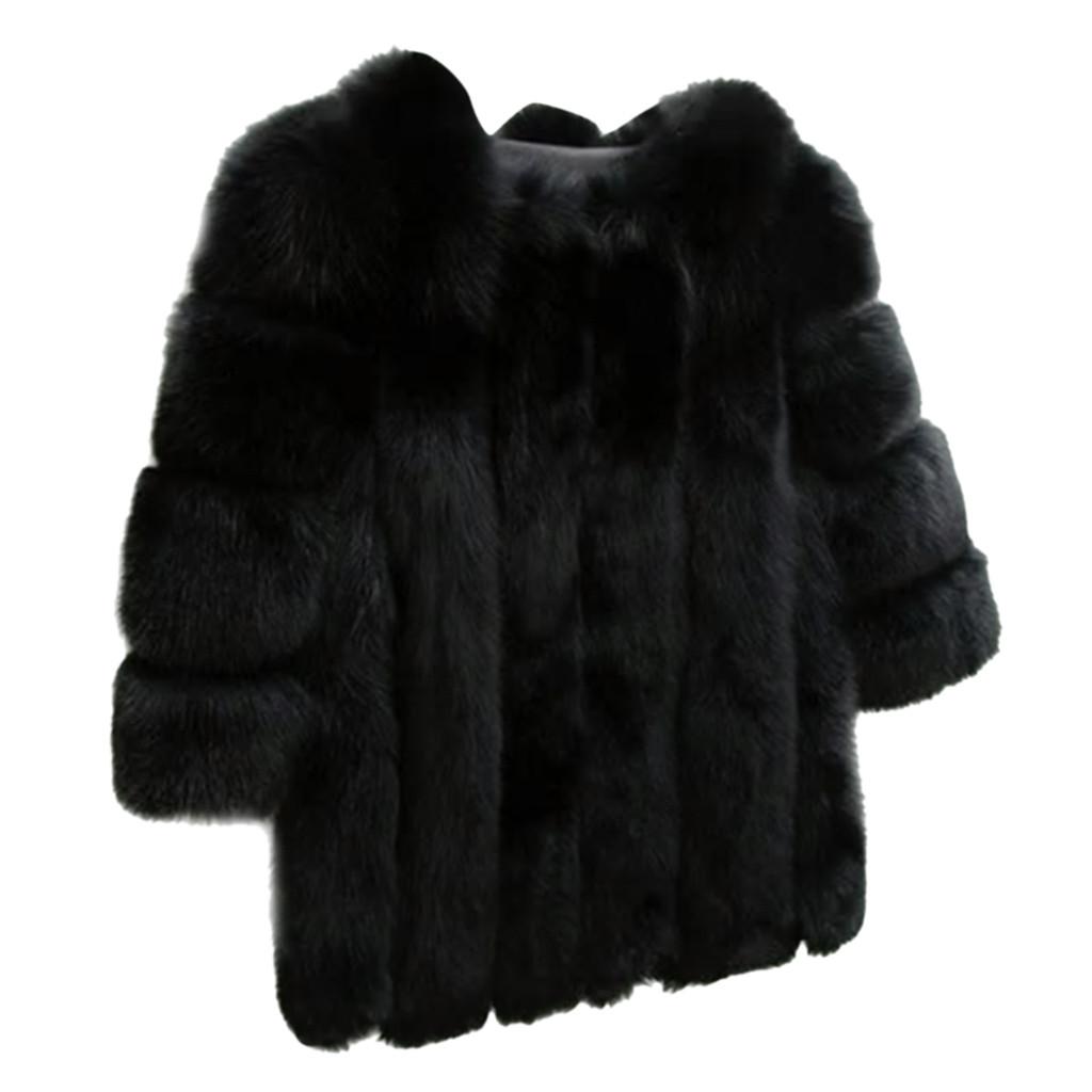 Kvinner Plus Size Kort Faux Coat Varm ry Jakke Langermet Yttertøy