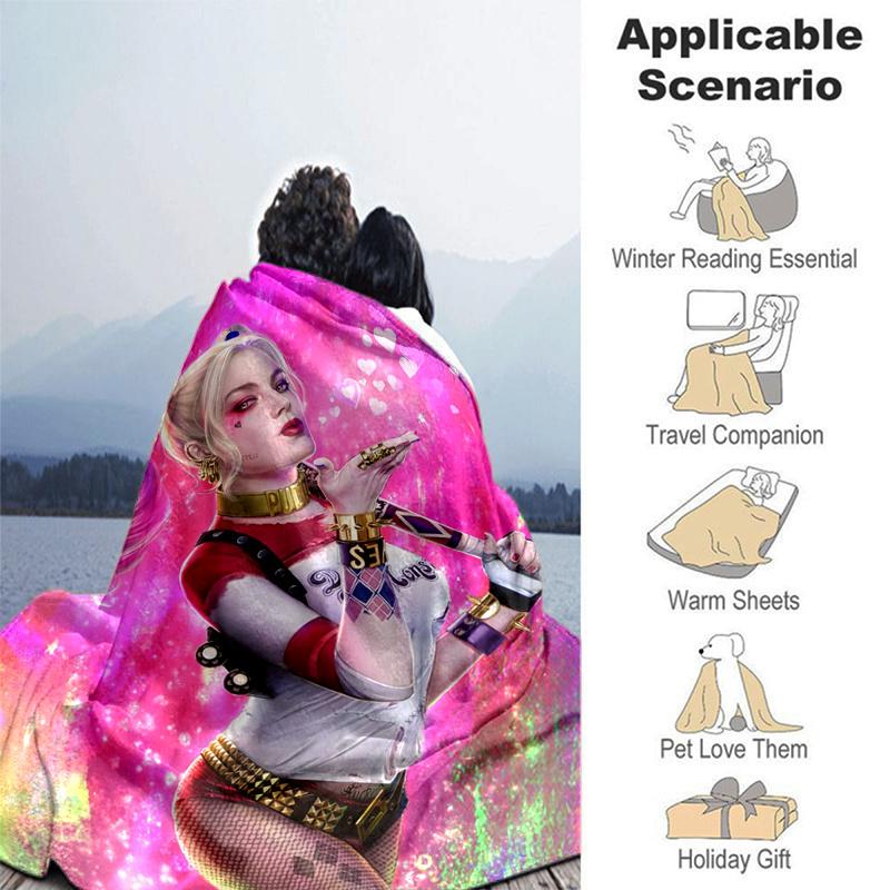 Harley Quinn's Wild Adventure T-ShirtPrint Blanket, Soft Blanket For Sofa Office Bed And Travelling Daughter Birthday Gift esj107