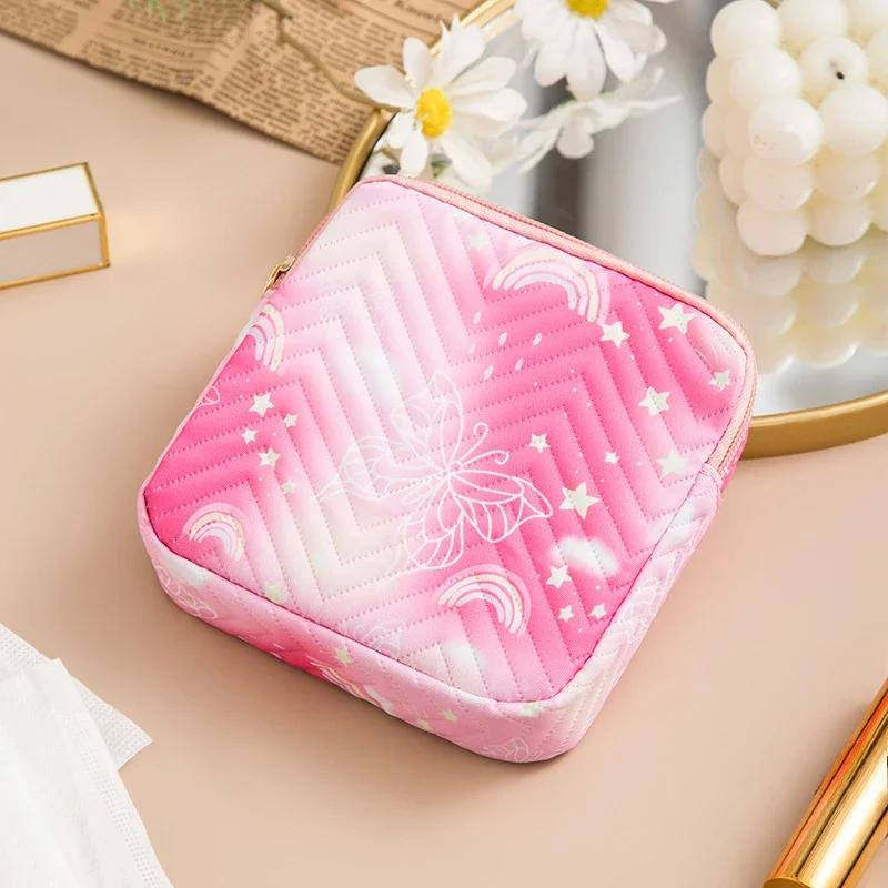 Fashion Women's Small Cosmetic Bag Travel Mini Sanitary Napkin Storage Bag Coin Money Card Lipstick Storage Bag Wallet Makeup