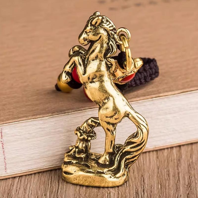 2026 Year Of Chinese Zodiac Horse Lucky Pendant Keychain Copper Feng Shui Wealth Key Ring Women Men Bag Charm Jewelry Gift