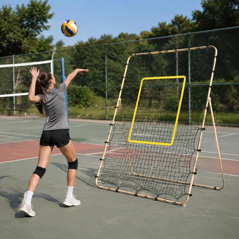 Rebounder Net for Ball Return Practice with a Clear Aiming Area, Polyester Construction and Edge Connection Points for School and Team Training