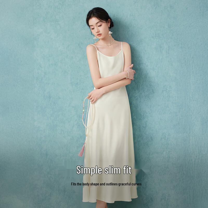 Women's Summer Satin V-Neck Long Camisole Slip Dress