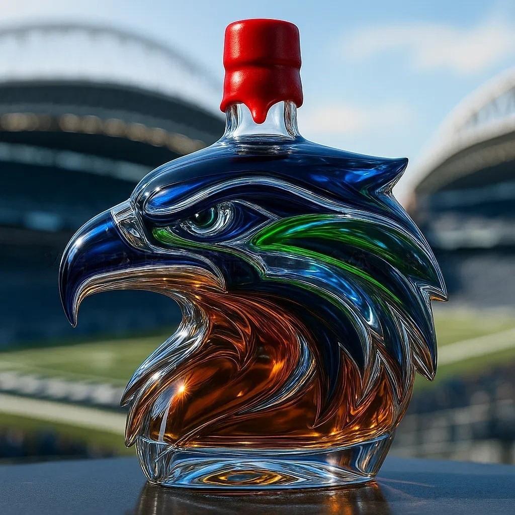 Seattle Seahawks Láhev Whiskey Borosilikátové Sklo Hlava Seahawka Láhev Whiskey