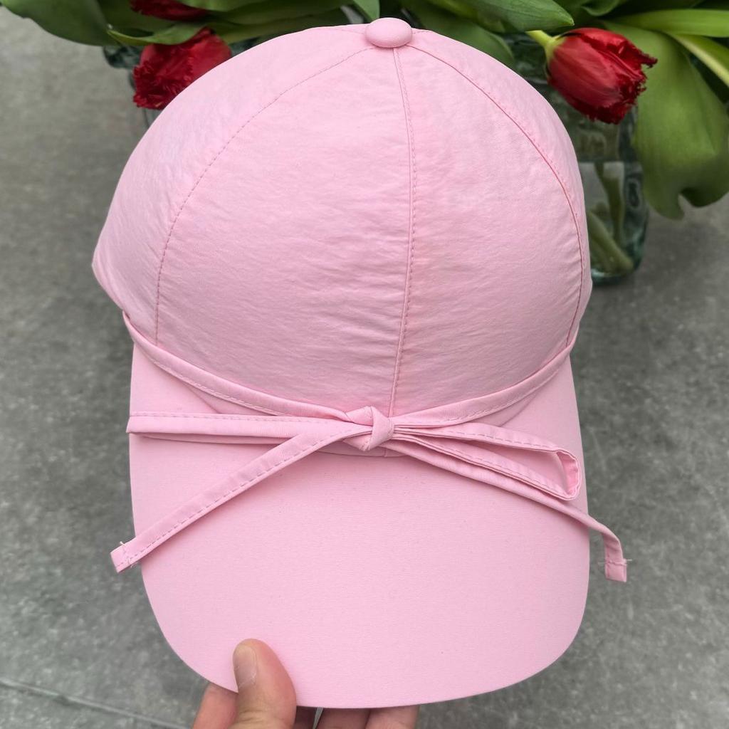 Bow Quick-drying Baseball Cap Women's Summer Versatile Wide Brim Big Head Circumference Showing Face Small Peaked Cap Big Face Hat Tide