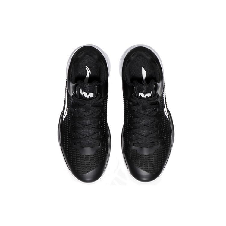Li Ning Night Stalker Professional Competition Shoes Non slip Lightweight Low top Basketball Shoes Men's Black White ABAN071-3