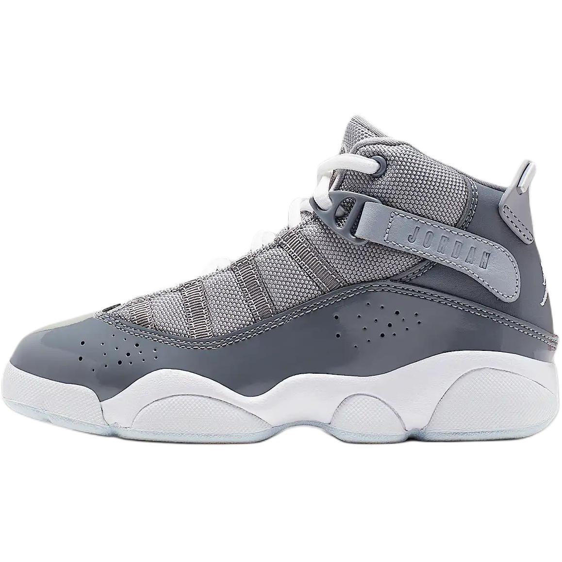 

New Jordan Air Jordan 6 Rings Anti-Slip Wear-Resistant High-Top Basketball Shoes Gray Kids 323432-015 35