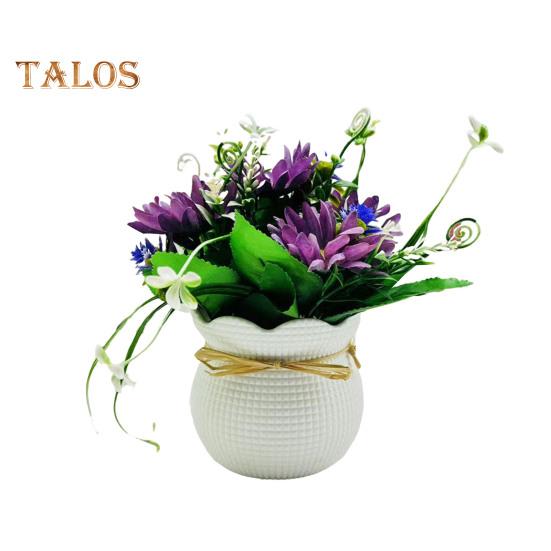 

Искусственные горшечные растения 5 головок цветов для домашнего офиса, стол, центральная часть свадьбы, искусственный цветочный бонсай, украшение для рабочего стола в помещении и на открытом воздухе темно-фиолетового