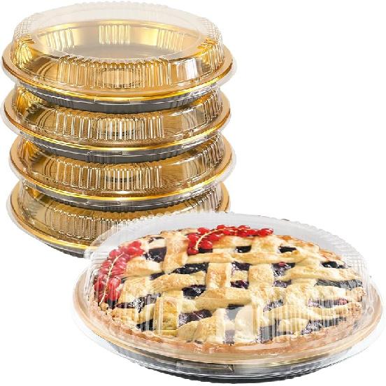 5 шт. Одноразовый контейнер для пирога с прозрачной крышкой, круглый контейнер для кексов, пирогов, ломтиков торта, конфет, пиццы, салатов, для приготовления еды (11 дюймов) 11 Inch