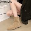 Autumn Suede Internal Elevation Women Ankle Boots Comfort Square Toe Shoes Modern Short Botas Para Mujer