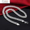 New 925 Sterling Silver 20 /24 Inch 10mm Full Flat Sideways Chain Necklace For Woman Man Fashion Wedding Jewelry Gift