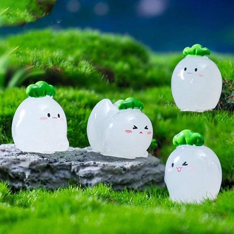 Radish Elf Miniature Figurines With Glowing In Dark Feature Creative Desktop Accessories For Outdoor Indoor Decoration