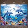 1pc Giant Ocean Dolphin Wall Tapestry, Universal Holiday Decor, Durable Polyester, No Power Needed, Pre-Drilled for Easy Hanging