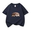 Kinder Baumwoll-T-Shirt Niedlicher Peekender Otter Aufdruck Rundhalsausschnitt Kurzarm T-Shirt Lässig Atmungsaktiv Jungen Mädchen Sommer Oberteile