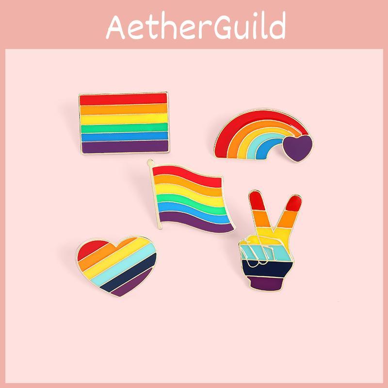 Creative Rainbow Series Cartoon Brooch With Heart Shape Design For Unique Style Accessories