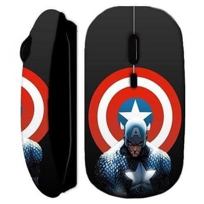 Ασύρματο Ποντίκι - Captain America - Μαύρο - Συμβατό με Mac και PC - USB Dongle WiFi - Εργονομικό