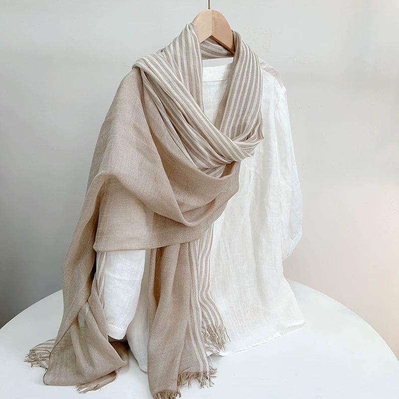 73*200CM Soft Modal Striped Men and Women's Cotton Scarves for Spring and Summer Sun Protection Shawl Scarf