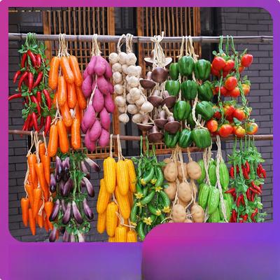 Artificial Fruit and Vegetable Hanging Skewers Harvest Festival Farmhouse Restaurant Hanging Decorations Artificial Chili Jade Rice String Model