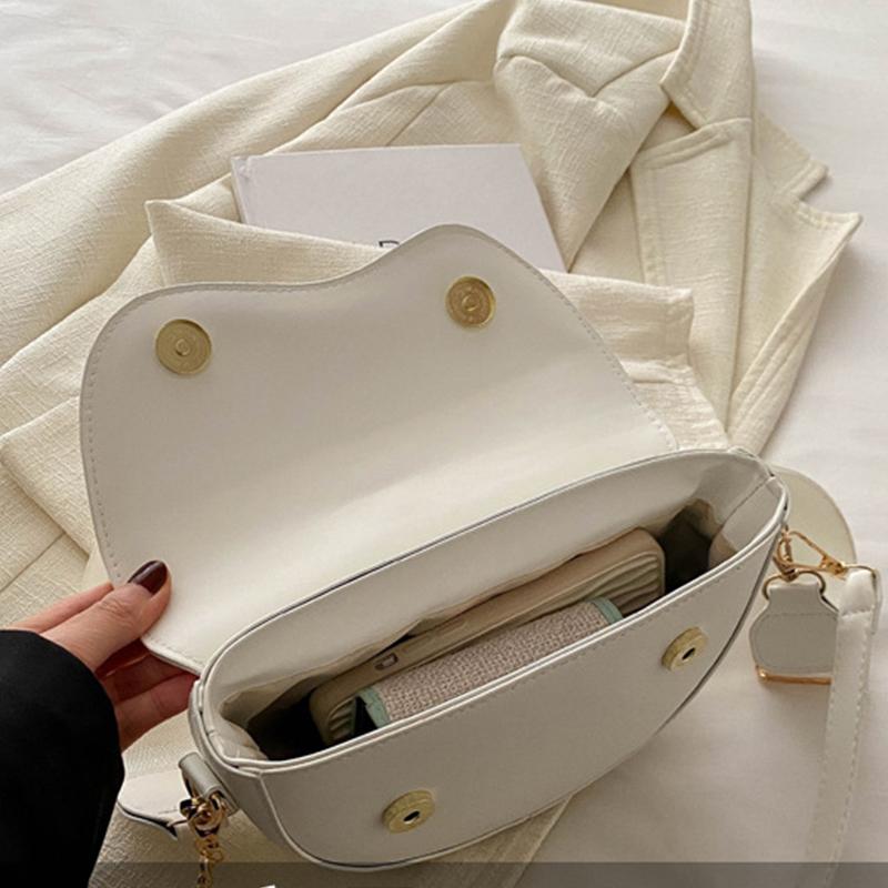 Fashion Double Straps Shoulder Bag Casual Solid Color PU Leather Versatile Crossbody Bags For Women Saddle Bag CLE