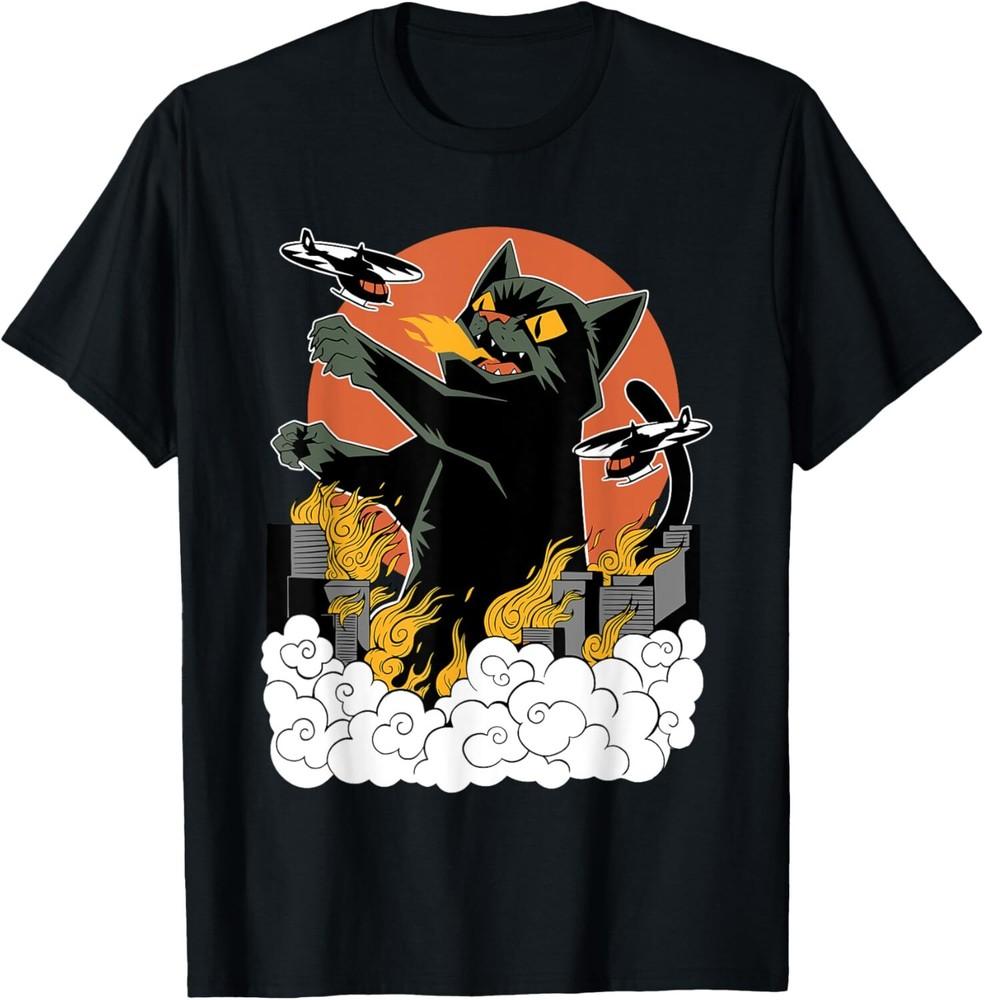 

Black Japanese Catzilla Sunset Gift Unisex T-Shirt S
