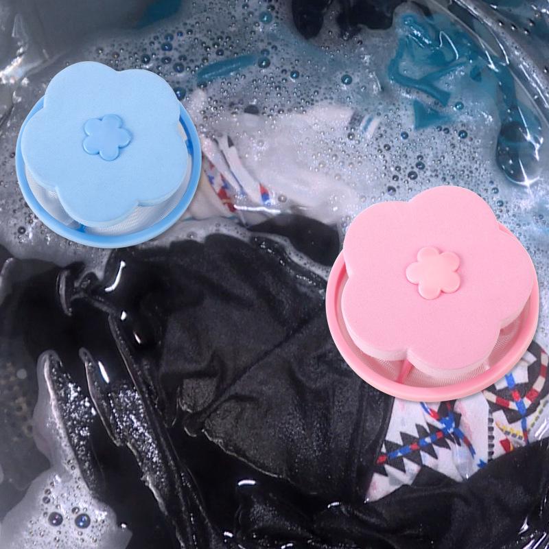 Plum Blossom Laundry Lint & Hair Removal Filter Bag with Stain Care Ball