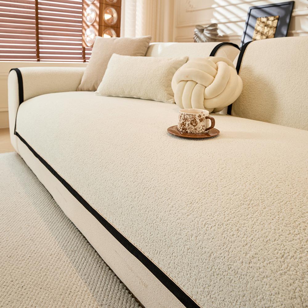 Cream Wind Seat Cushion Four Seasons Universal Sofa Cushion Chenier Non-Slip Modern Home Leather Sofa Cover Backrest Cover