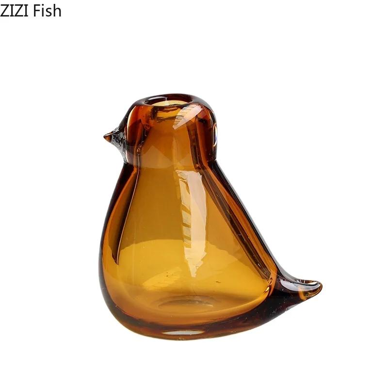 Lovely Little Bird Shaped Glass Vase Plant Pots Table Decoration Transparent Flowers Arrangement Vases Room Aesthetic Decor