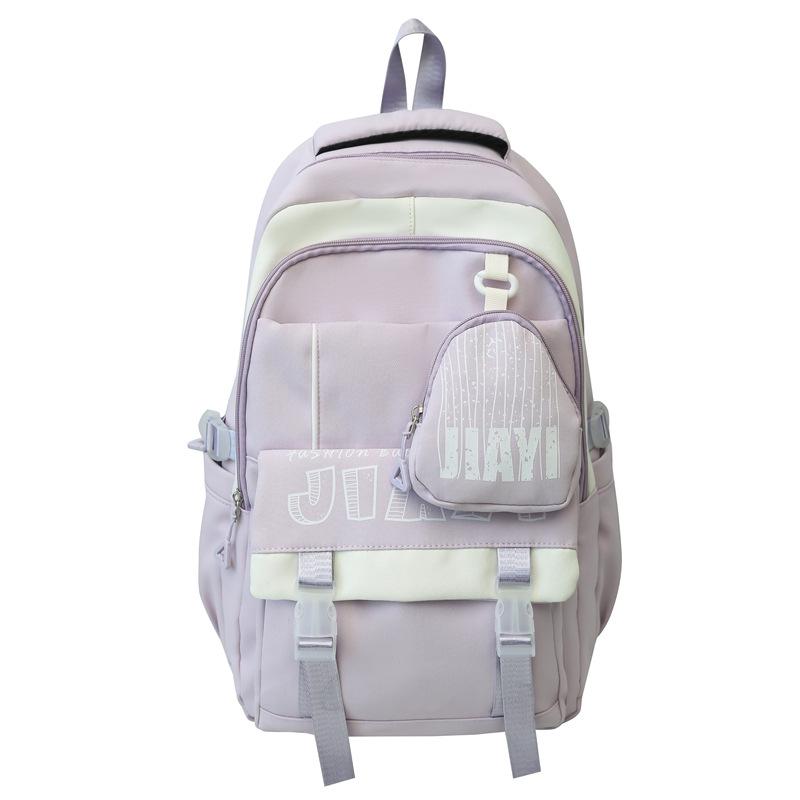 

Рюкзак с буквенным принтом, женский дорожный нейлоновый рюкзак большой вместимости, школьный рюкзак для студентов с кошельком для монет фиолетовый