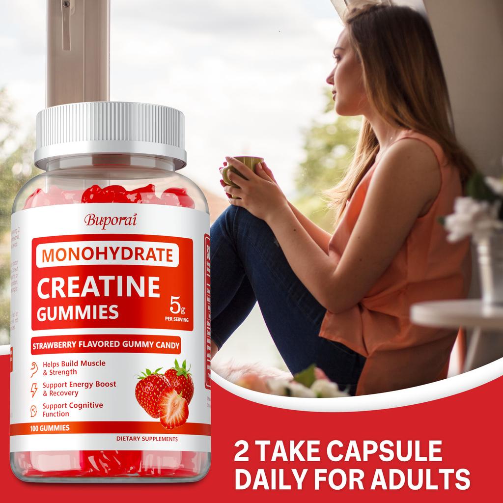 Creatine Gummies Suitable for Both Men and Women, Creatine Monohydrate Extract, All-natural, Gentle and Easily Absorbed.