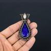 Blauer Saphir Anhänger, Handgefertigter Edelsteinanhänger, 999 Kupferdraht gewickelter Anhänger Antikschmuck, Für Verlobungsgeschenk
