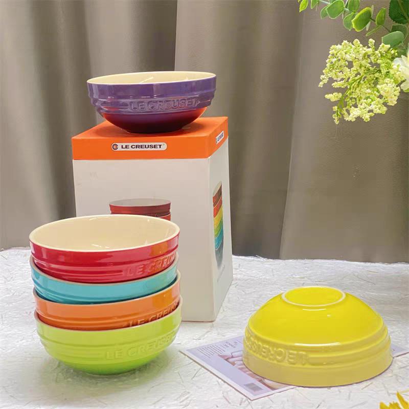 Le Creuset Cool Color Cerc Bowl for Salad Soup Noodles Fruit Rice Round Multifunctional Dining Utensils French Sle Daily...