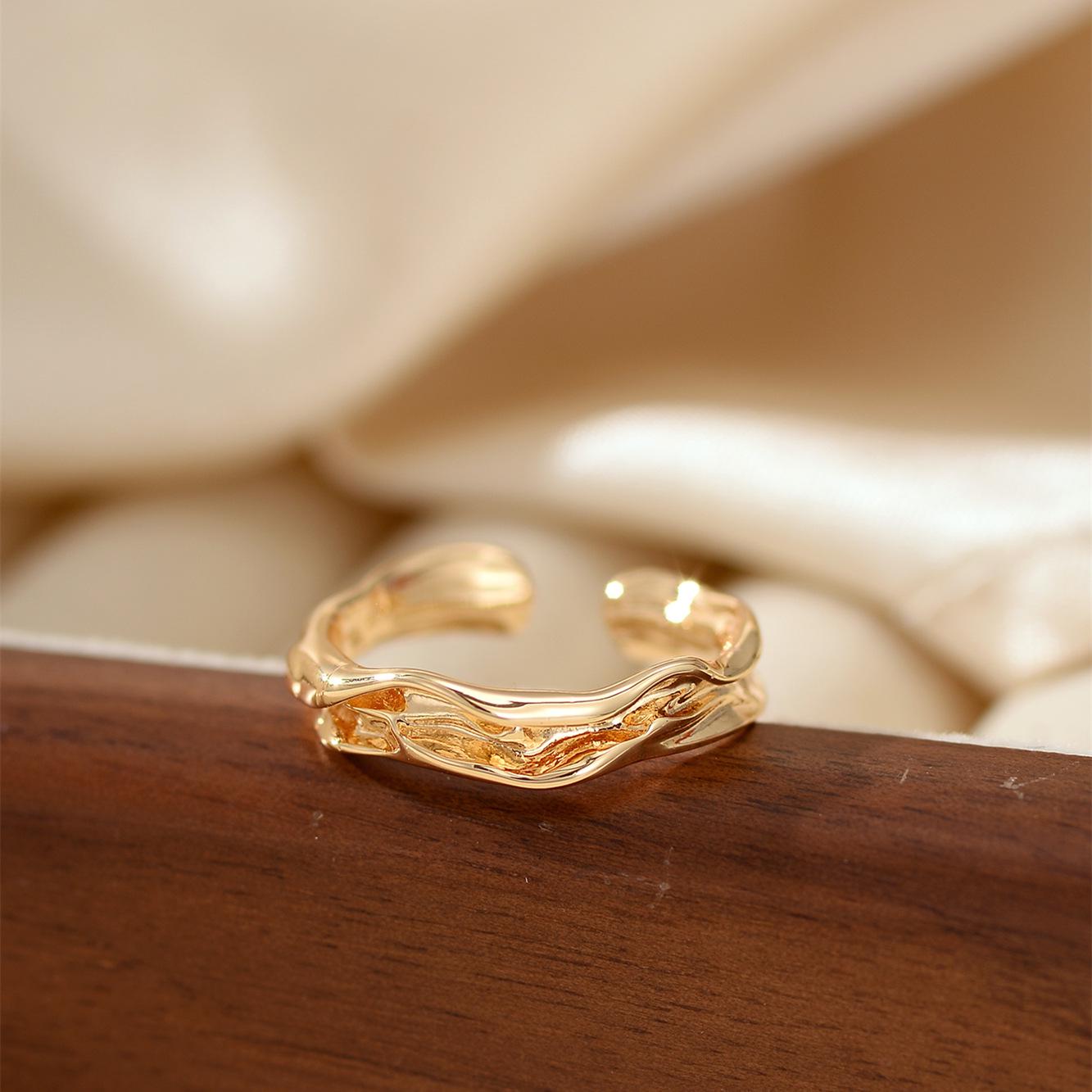 Европейское и американское трендовое геометрическое открытое кольцо неправильной формы: Модный, Ретро, Уникальный стиль, Устойчивый к выцветанию. Adjustable