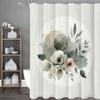 Akvarell Blommig Rund Blad Duschdraperi, Dekorativt Duschdraperi för Badrum, Vattentätt Duschdraperi med Krokar