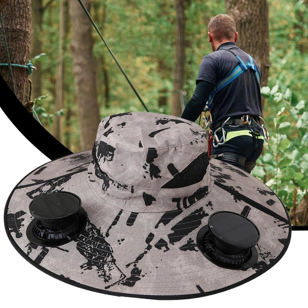 Solar Fan Hat Fishing Hat with Solar Powered Fans Wide Wing Solar Fan Cap USB Solar Fan Adjustable Outdoor