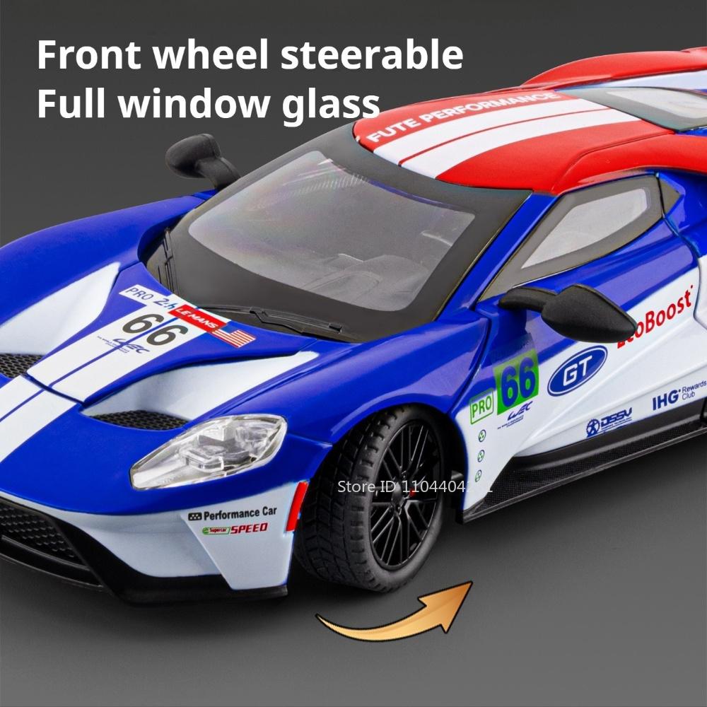 1:24 Gt Alloy Sportscar Diecast Toy Model Front Wheel Steering Four Wheel Suspension Doors Opened Miniature Car Fashion Ornament