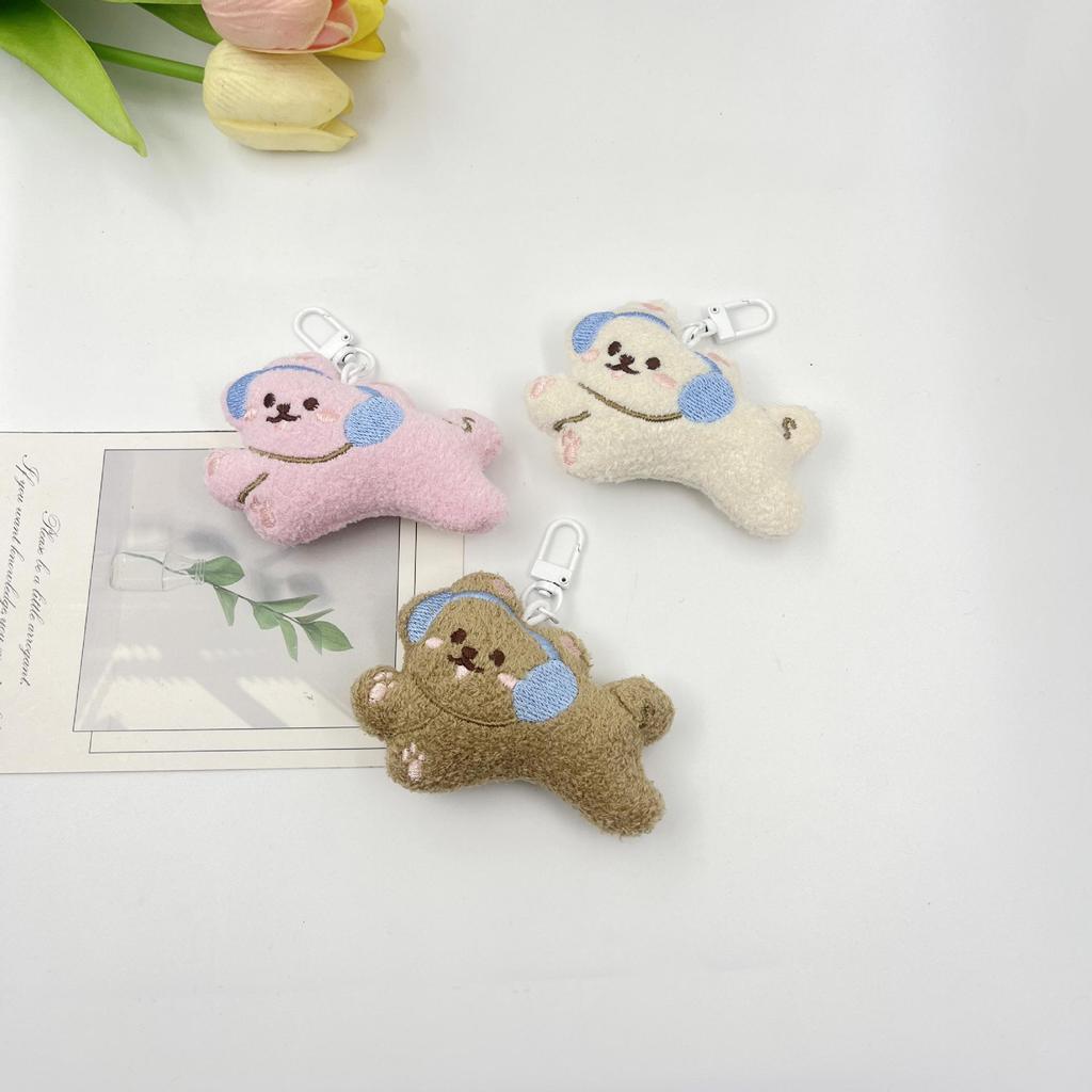 Porta-Chaves Pelúcia Adorável de Orelha de Cachorro - Acessório Feminino Macio para Capas de Celular e Bolsas