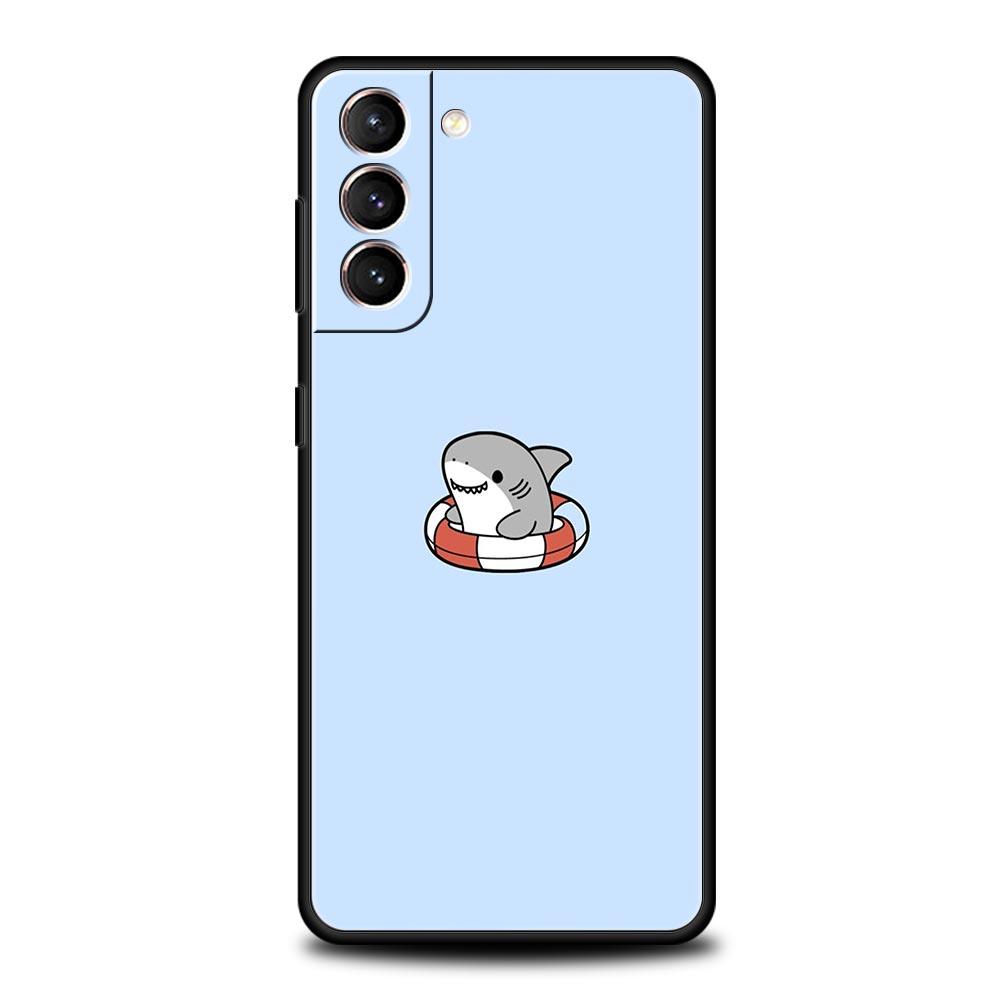 Seaside Sharks Pattern Phone Case for Samsung Galaxy S26 S25 S24 S23 S22 S20 S21 FE Ultra S25 Edge Plus 5G Soft TPU Cover Capas