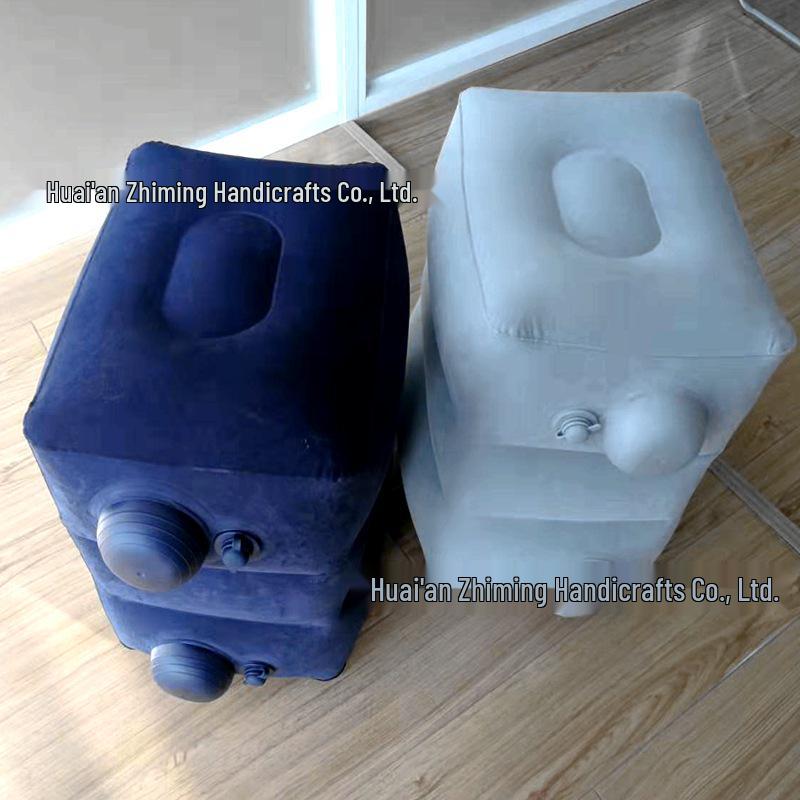 Flocking Press-to-Inflate Travel Footrest: Adjustable Universal Car & Plane Leg Rest