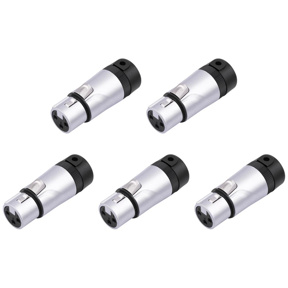 5Pcs Male/Female Compact XLR Microphone Solder Adapter Adjustable 90Degree Right Angle Audio Mic Microphone DMX Plug Jack Socket