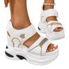 Thick-soled large-size sandals New European and American thick-soled muffin Velcro casual sandals