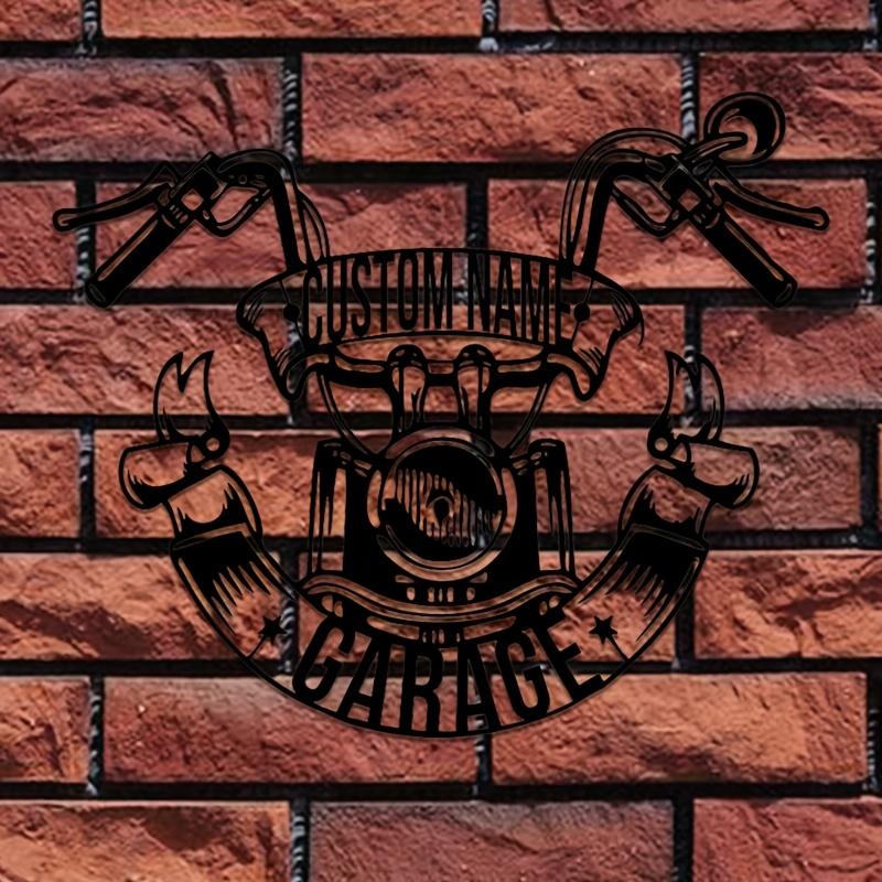 Motorcycle Garage Decor with Custom Name/Text, for Man Cave/Workshop/Rooms Decor, Birthday/Housewarming/Easter Present for Biker