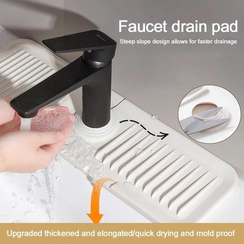 Water Tap Drain Mat Anti-Splash Silicone Kitchen Sink Backsplash Cuttable And Foldable