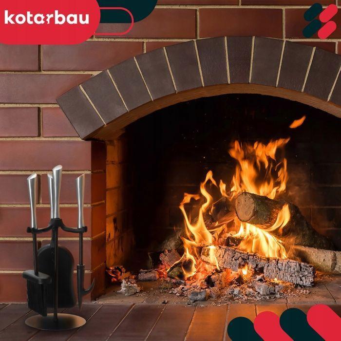 Serviteur De Cheminée - KOTARBAU - 4 Pièces - Acier Inox - Noir - Design Minimaliste