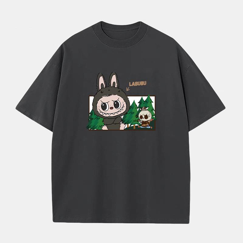 Hot Summer Men's T-Shirt LABUBU Printed Short Sleeve Oversized Tops Daily Versatile Clothing