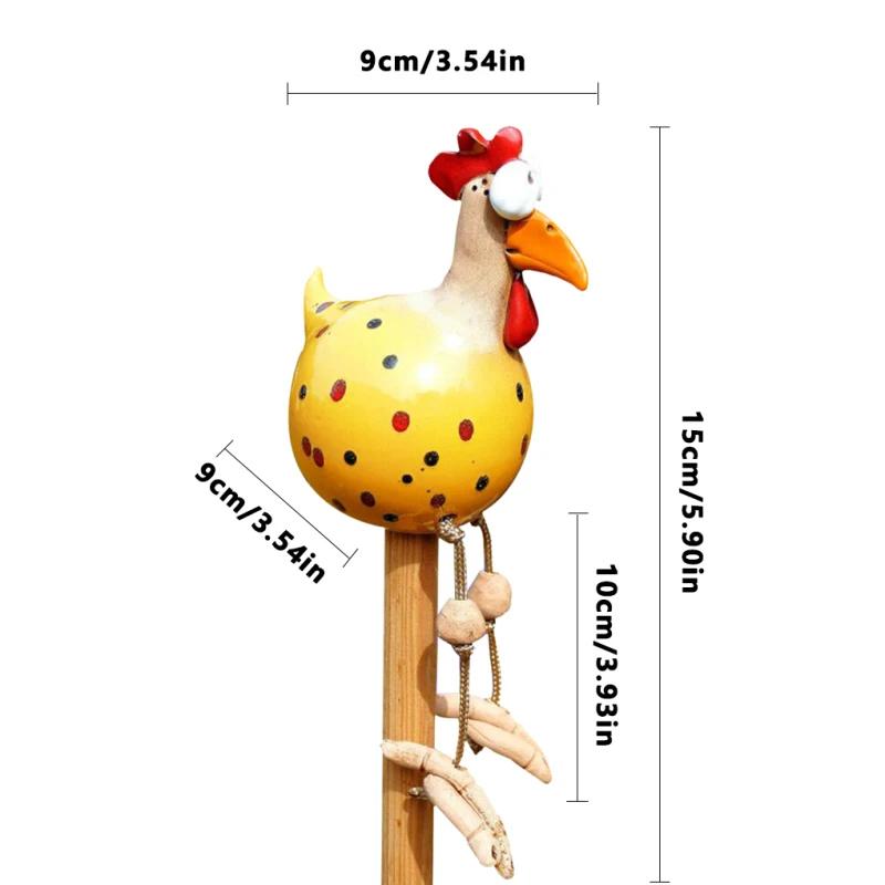 

Funny Long Foot Big Eyed Chicken Resin Crafts Statues Statue Garden Wooden Stake Decoration Hen Sculptures Fence Art Supplies жёлтый