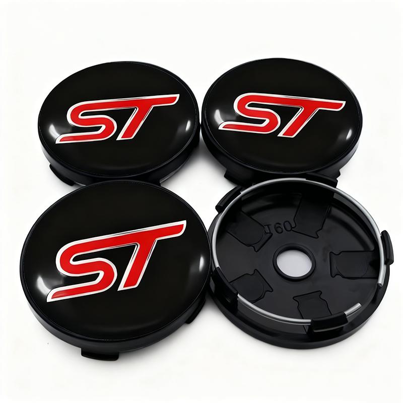 AJD1 4pcs 56MM 60MM ST Logo Emblem Car Wheel Center Caps Sticker Accessories For FORD Focus Kuga Explorer Mondeo Everest S-MAX