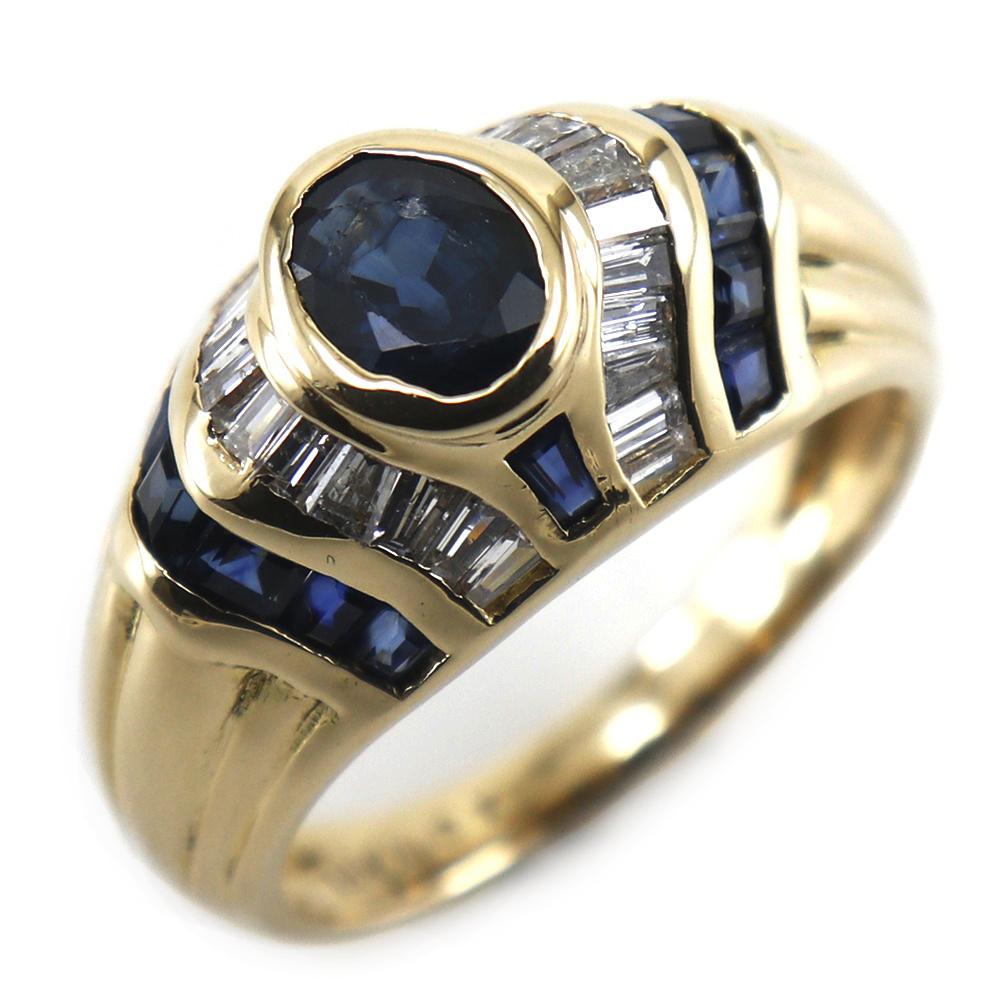 

Ring K18 yellow gold/sapphire/diamond #6.6(US Size) 6.6g Women Used
