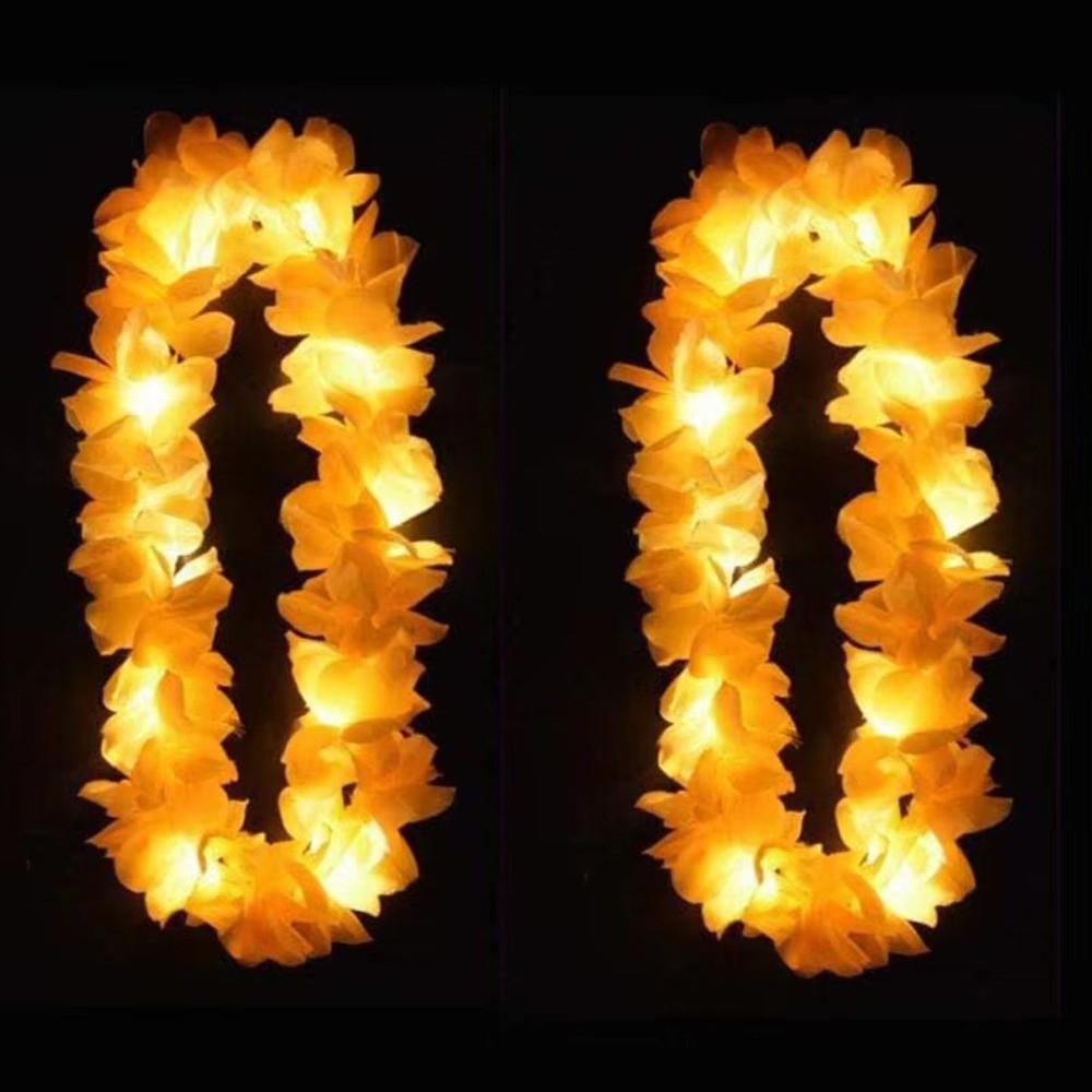 10Pcs Colorful LED Hawaiian Leis Vibrant Tropical Theme Leis Beach Holiday