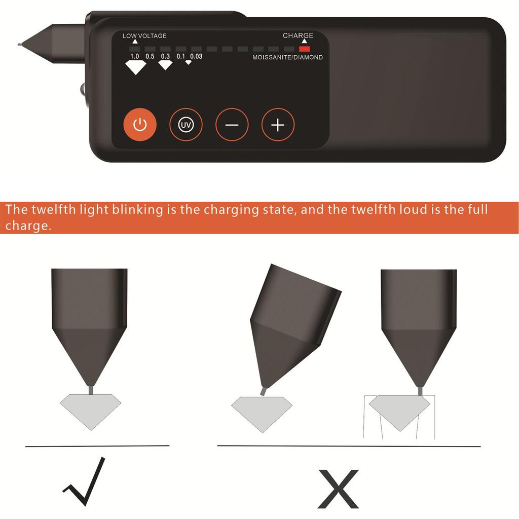 Multifunktionaler Diamanttester Stift Juwelier Präzisionsinstrument Kunststofftextur für professionelle Diamantbewertung