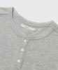 KIIMUIR [Crop] Heavy Cotton Roll-Up Henley Neck Short Sleeve T-Shirt_Melange Gray