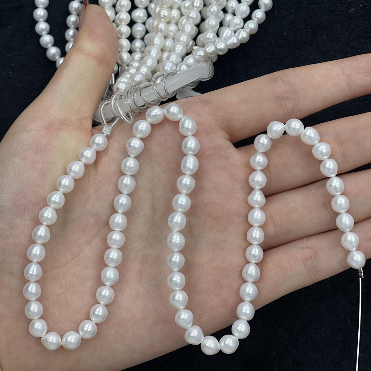 5-6mm Natural White Plump Rice Freshwater Pearl Strand 36cm Loose Beads for DIY Necklace Jewelry Making 1String/5-6mm-36cm белый